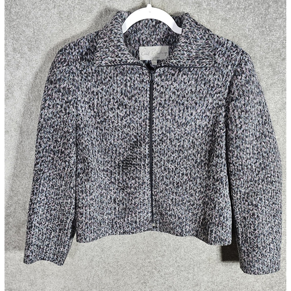 Earl Rutenberg Chenille Zip Front Jacket Womens Size M Gray Blue Purple USA Made